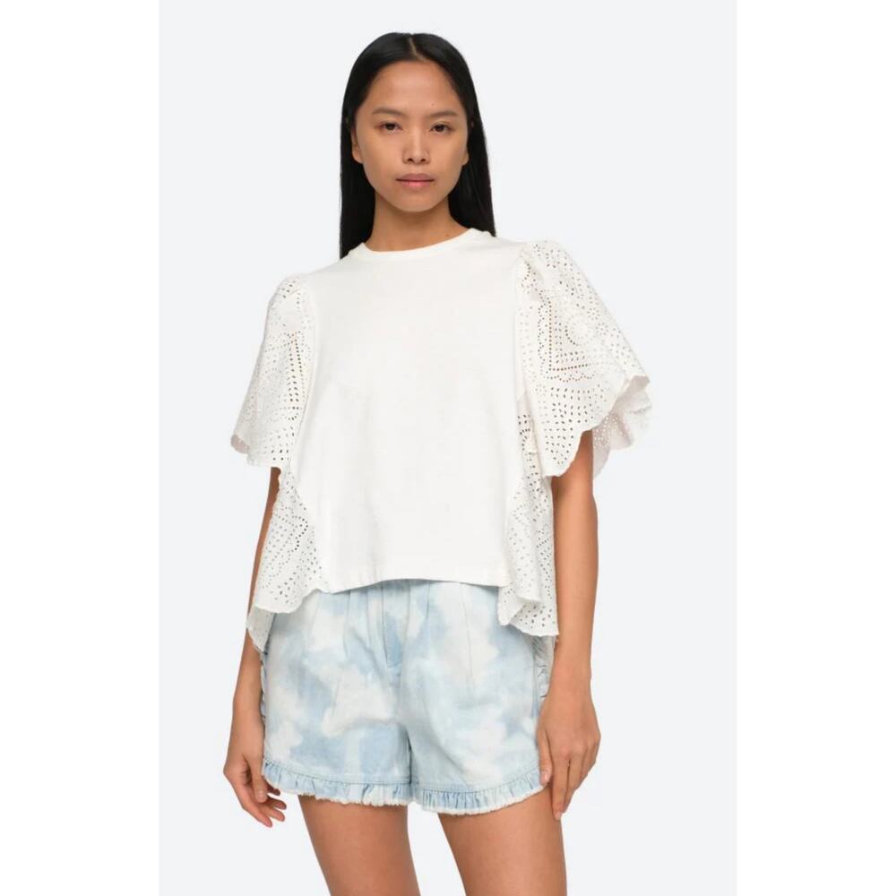 Sea New York Vienne Eyelet Flutter Sleeve Top NWT size small